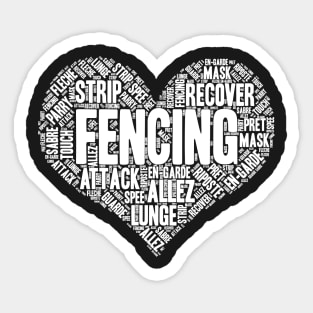 Fencing Heart Saber Epee Fence Gift graphic Sticker
